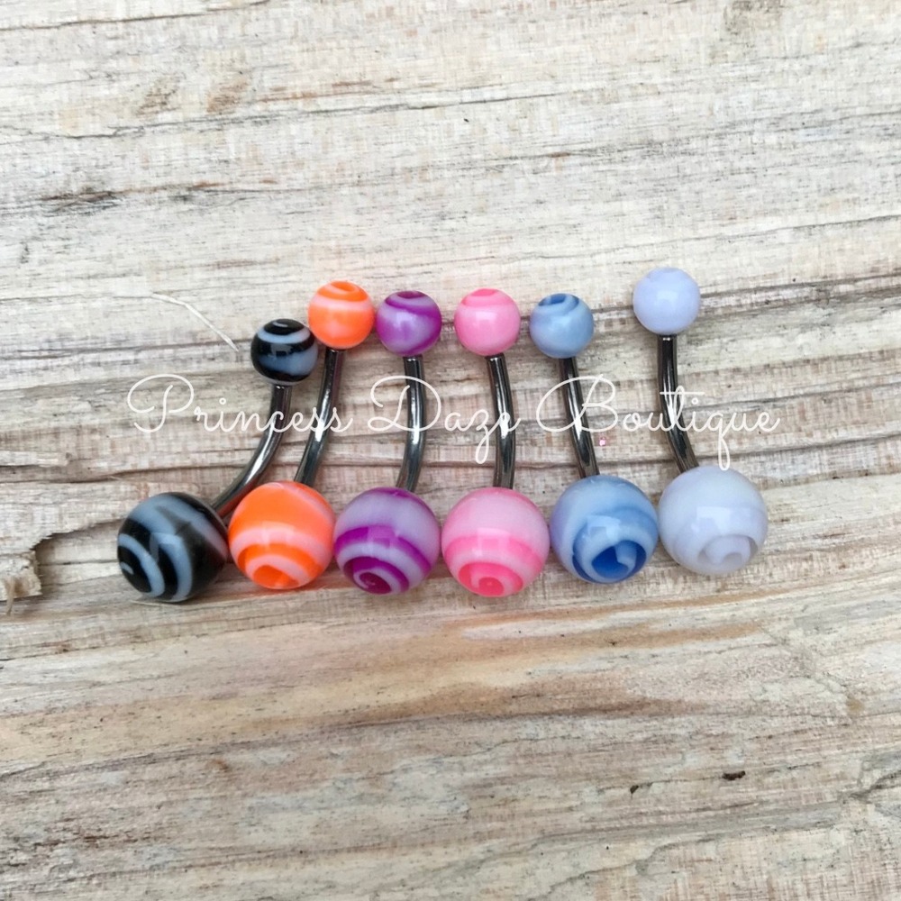 6 Multi-Color Belly Button Rings